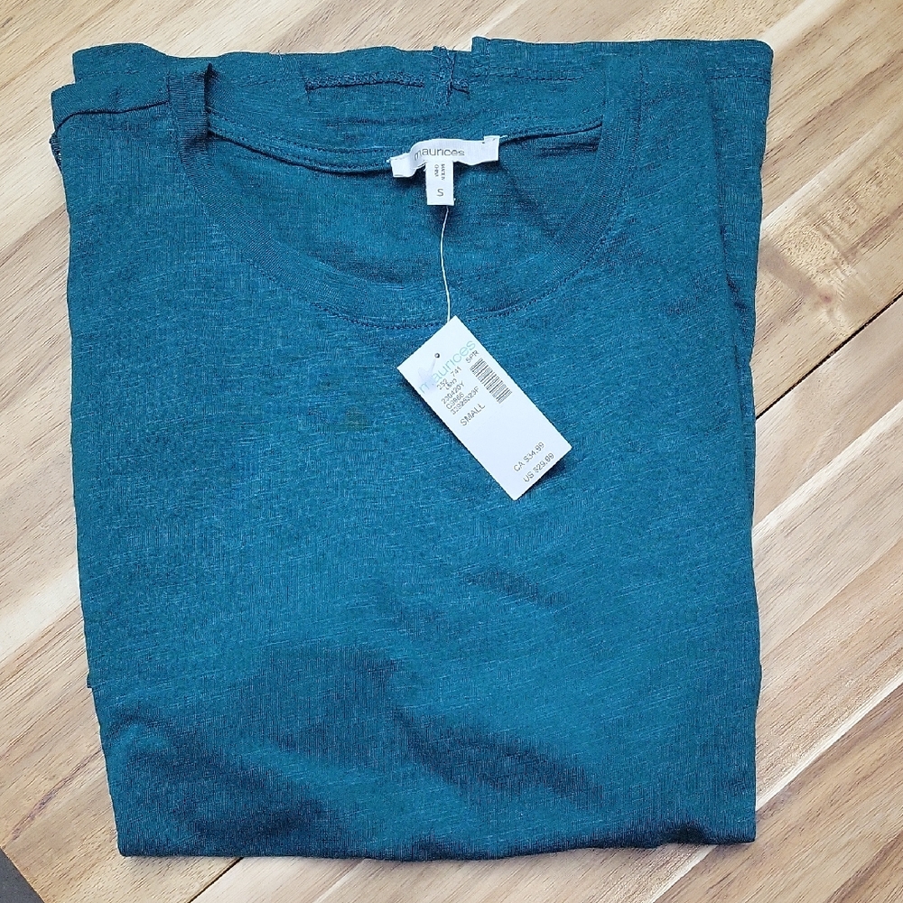Maurices Teal Short Sleeve Lace Sleeve Tee, New With Tags